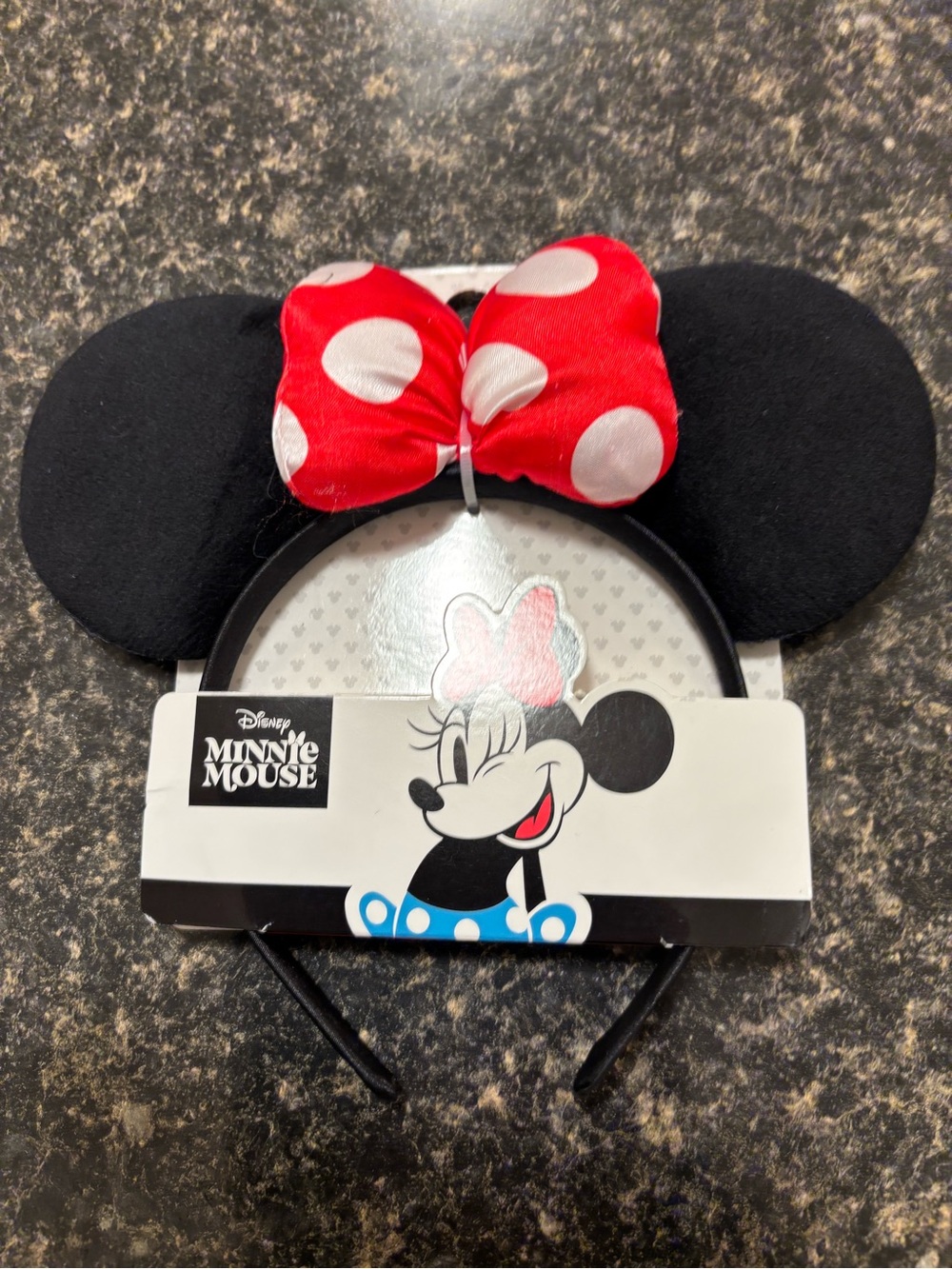 Disney Minnie Mouse Black Ears Headband with Red Polka Dot Bow